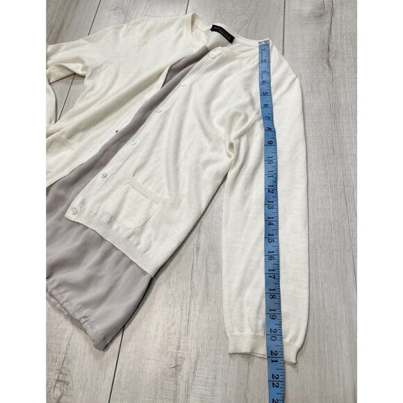 Effetto F sz XS US 2 Cashmere & Silk Sweater 3/4 Sleeves Ivory / Taupe Italy - Picture 15 of 16